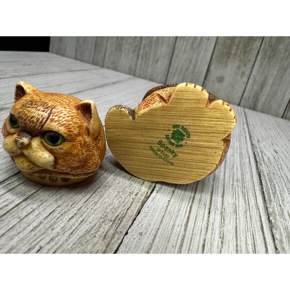 Vtg Harmony Kingdom Pot Bellys "Spanky" Cat Figurine Lil' Mousers 2" Long Gift - Picture 7 of 11